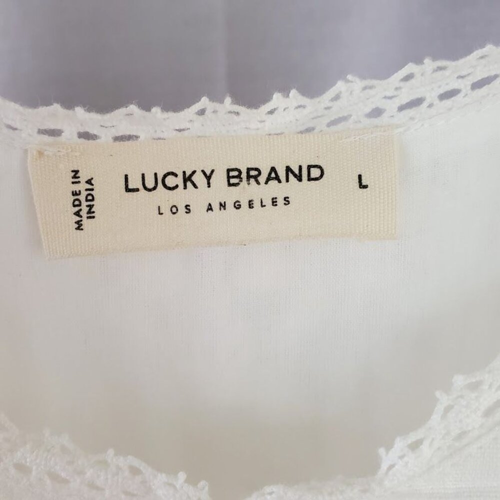 Lucky Brand White Boho Sleeveless Tunic Dress – Flowy & Feminine Summer Outfit L - Picture 2 of 3